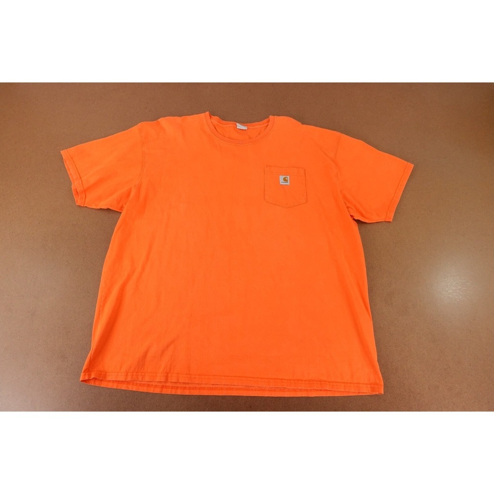 Carhartt Men's Size 2XL Orange Short Sleeve Cotton Crew Neck Pocket Tee